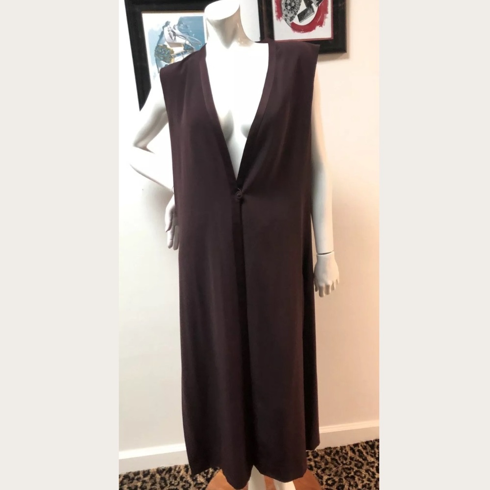 Jacques Vert Burgundy Sleeveless 3/4 Long Vest 8